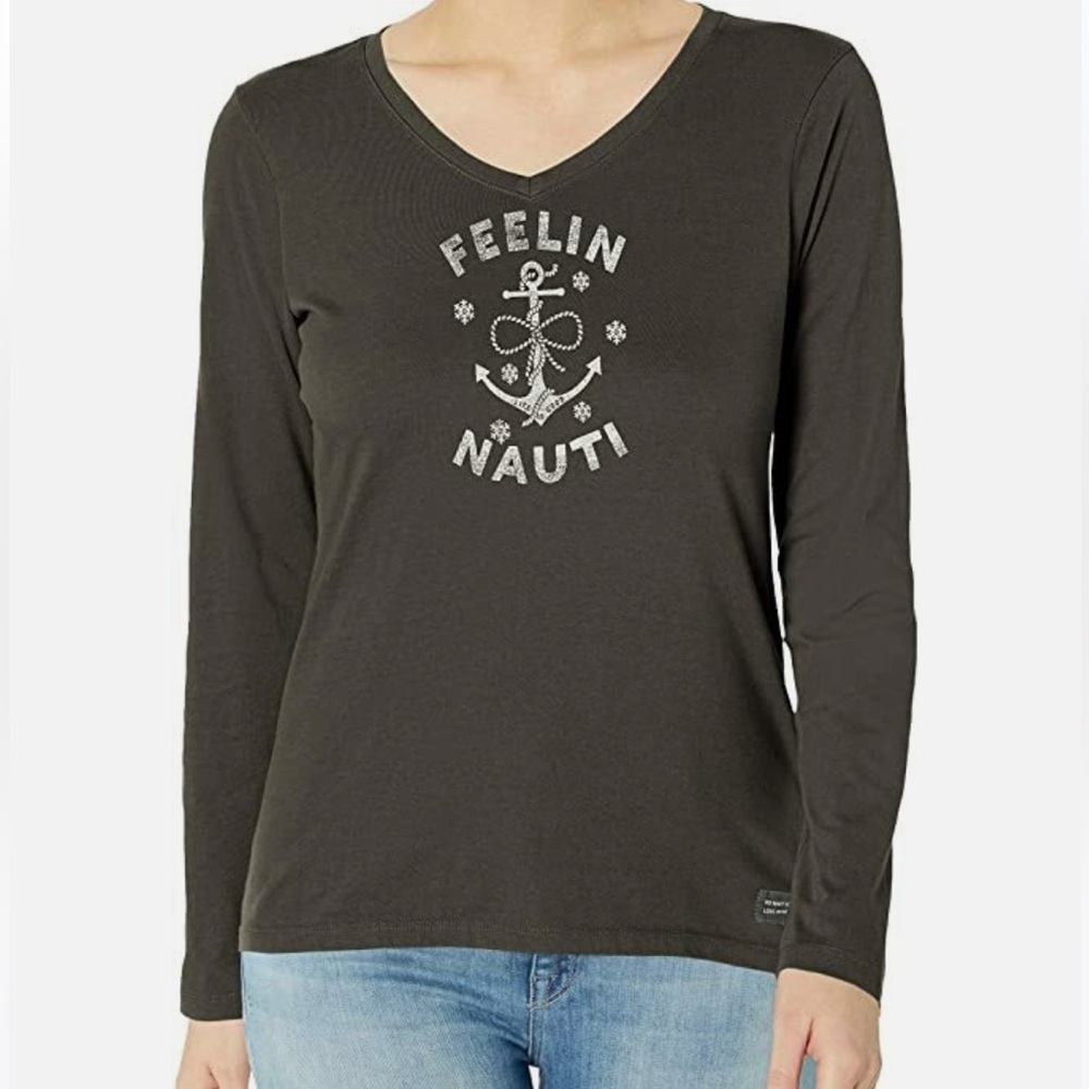 NWOT LIFE IS GOOD FEELIN NAUTI CRUSHER LONG SLEEVE TEE SHIRT LARGE